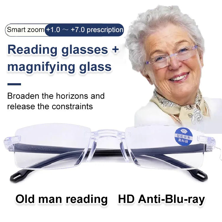 Smart Zoom Reading Glasses: One Pair for Both Near and Far