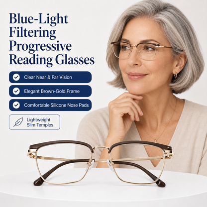 Vea de Cerca y de Lejos al Instante | Gafas de Lectura Progresivas Ultraligeras (+1.0 ~ +4.0) — Compre 1 y Llévate 3
